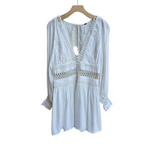 Free People Ivory White "I Think I Love You" Dress, Short, Bohemian, Size S